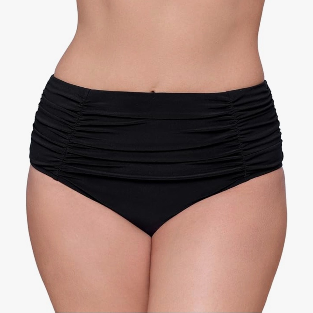 Aqua Green Women's Shirred Classic High Rise Swim Bottom Brief Size XL NWT